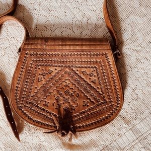 vintage hand-tooled leather purse